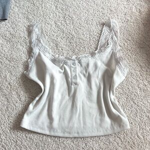 korean white button lace cami